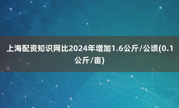 上海配资知识网比2024年增加1.6公斤/公顷(0.1公斤/亩)
